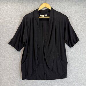Zenergy by Chicos Size‎ 0 Black Short Sleeve Cardigan Classic Office Open Front